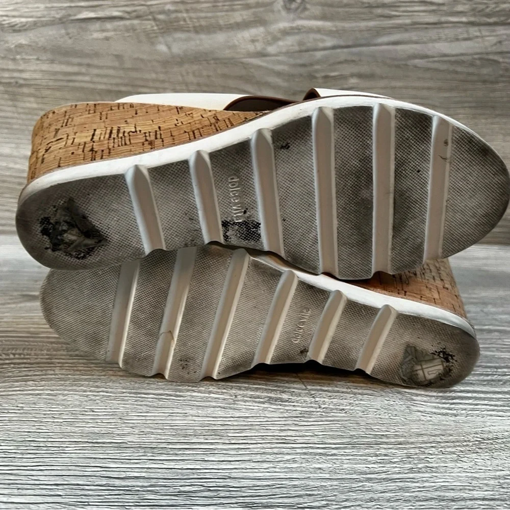 Dolce Vita Lida slip on white leather criss cross cork wedges size 7.5
